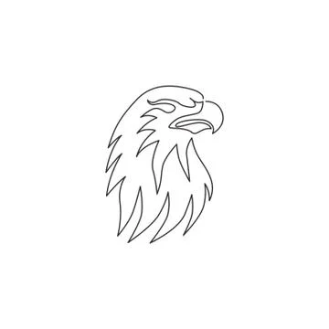 One single line drawing of strong eagle head bird for company business logo Illustrazione stock
