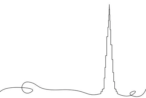 One single line drawing Tower landmark concept, abstract frame in line art style Stock Illustration