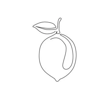 One single line drawing of whole healthy organic lemon for orchard logo Stock Illustration