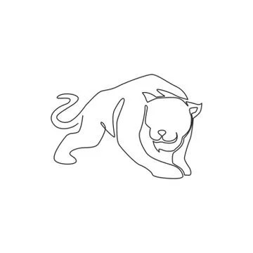 One single line drawing of wild leopard for company business logo identity Stock Illustration