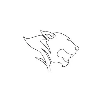 One single line drawing of wild leopard head for company business logo Stock Illustration