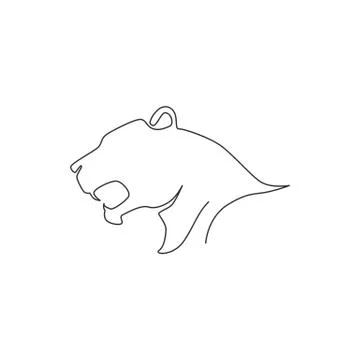 One single line drawing of wild leopard head for company business logo Stock Illustration