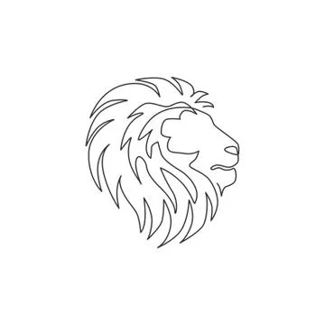 One single line drawing of wild lion head for company business logo identity Illustrazione stock