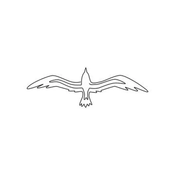 One single line drawing of wild seagull for company business logo identity Stock Illustration