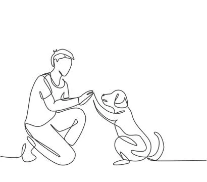 One single line drawing of young happy boy giving high five gesture Illustrazione stock