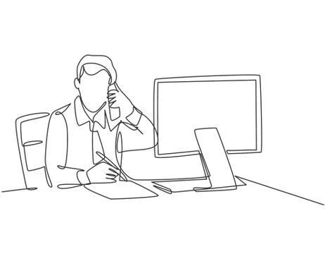 One single line drawing of young startup CEO writing business deal draft Illustrazione stock