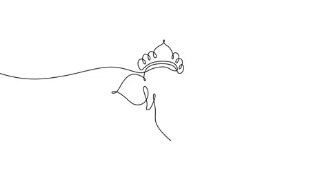 One single line of elephant head wearing crown isolated on white background. Stock Footage 227582521