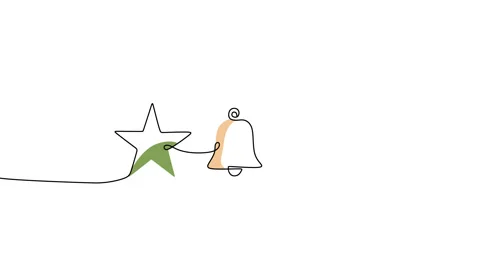 One single line of hanging star, bell and ball for christmas decoration Stock Footage 227575456
