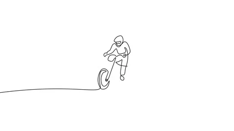 One single line of man bring india flag on motorcycle for republic day Stock Footage 227585250