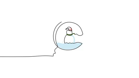One single line of snow globe for christmas decoration Stock Footage 227576183