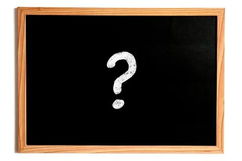 One Single Question Mark Chalk Text on Chalkboard with Wooden Frame Isolated Stock Illustration