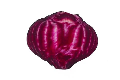 One single red colored cabbage placed on a white isolated paper background Stock Photos