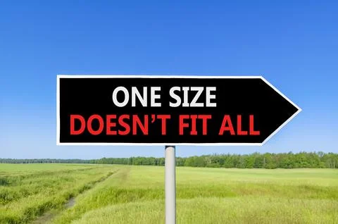One size does not fit all symbol. Concept words One size does not fit all o.. 库存照片