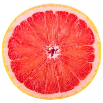 One slice grapefruit isolated on white background with clipping path Stock Photos