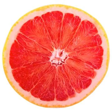 One slice grapefruit isolated on white with clipping path Stock Photos