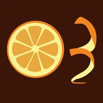 One slice of orange, brown background Stock Illustration