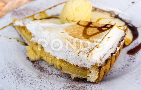 One slice of pie dessert ready to eat Stock Photos