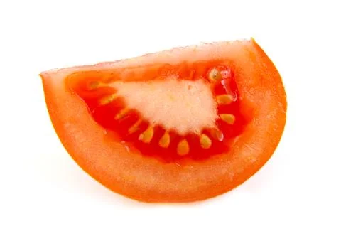One slice of tomato on white background Stock Photos