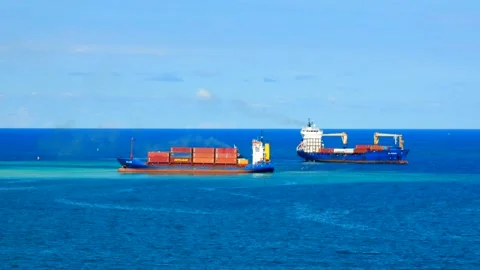 One small container ship BELEN aground Stock Footage 155014293