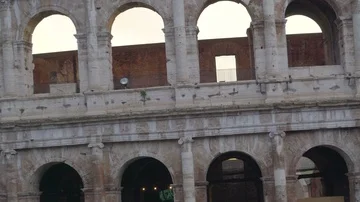 One of the small window archs in the Colosseum in Rome in Italy 스톡 동영상 85615178