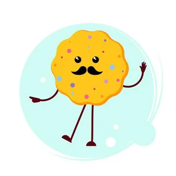 One Smart Cookie! Smart cookies biscuit with geeky glasses and a mustache on Stock Illustration