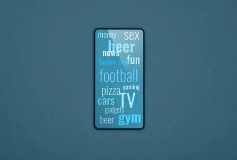 One smartphone with messages on blue screen Stock Illustration