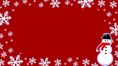 One snowman snow frame red Stock Footage 166777212