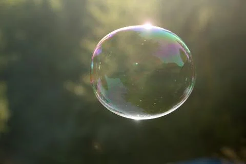 One soap bubble outdoors. Stock Photos
