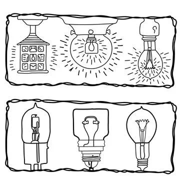 One solid line drawing of Light bulbs isolated on white background. Idea sign Stockillustratie