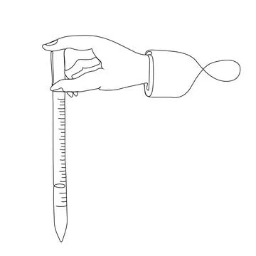 One solid line drawing of vector illustration of lab technicians hand holding Stock Illustration