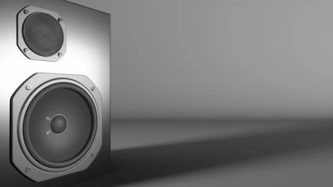 One speaker system on the left with two speakers on a gray background Stock Footage 283555815