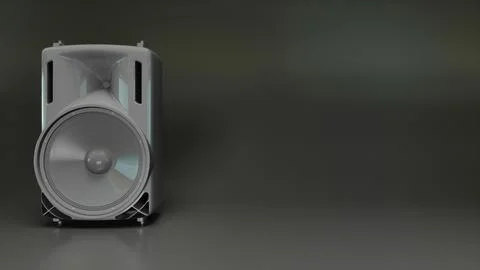 One speaker system on the left with two speakers on a gray background Illustrazione stock