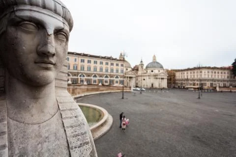One of the Sphinx in front of People's Square, Rome Stock Photos