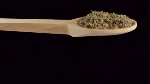 One spoon of dried thyme herb.Spices and food ingredients. Stock Footage 123022167
