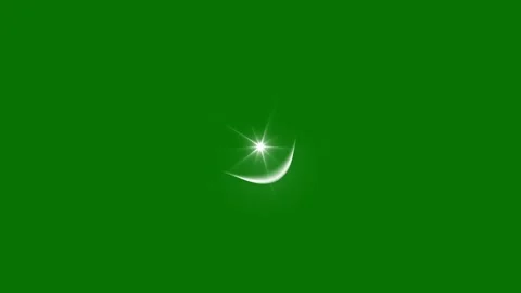 One Star and Crescent Moon Magic Glitter Trail Transition, Elegant Green Screen Stock Footage 333412809