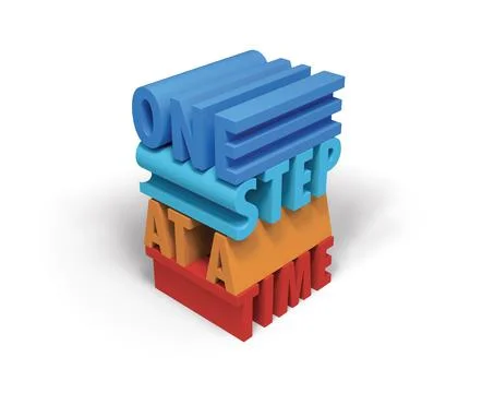 One Step At A Time Block Letters. Illustrazione stock