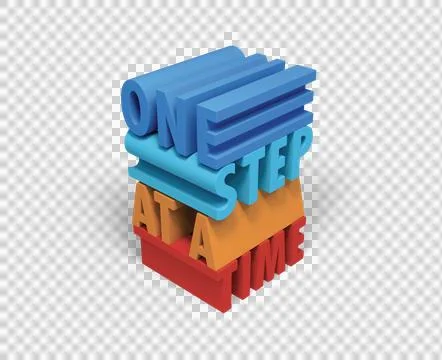 One Step At A Time Block Letters. Stock Illustration