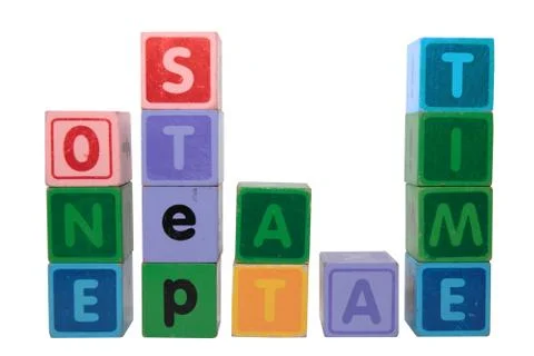 One step at a time in toy blocks Stock Photos