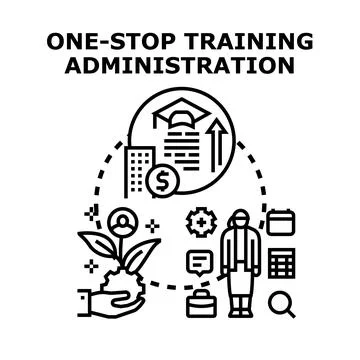 One stop training administration concept vector drawing 스톡 일러스트