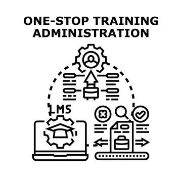 One stop training administration system learning management concept Stock Illustration