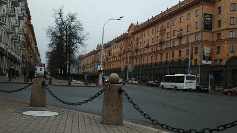 One of the streets in Minsk. 動画素材 100360390