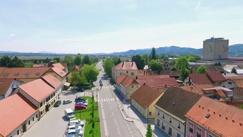 One of the streets in the old town of Zalec Stock Footage