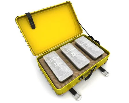 One suitcase with platinum ingots Stock-Illustration