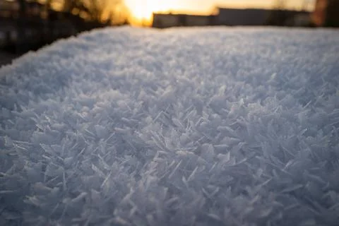 One surface is completely covered with ice crystals Foto stock