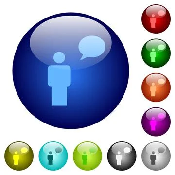 One talking person with oval bubble solid color glass buttons Stock Illustration