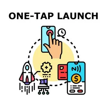 One tap launch concept for a new startup Stock Illustration