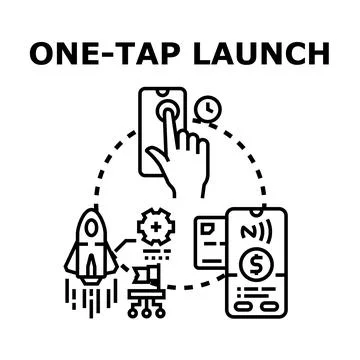 One tap launch concept for a new startup Stock Illustration
