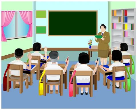 One teacher and students in class room vector design Stock Illustration
