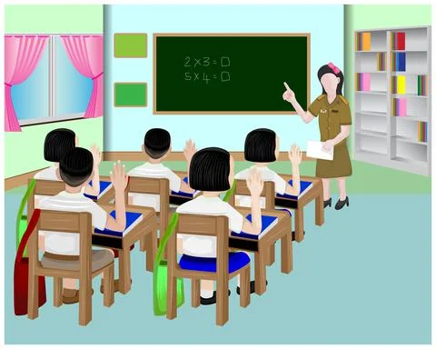 One teacher and students in class room vector design Stock Illustration