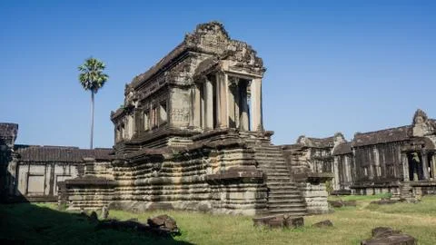 One of the temples inside the Angkor Wat, Cambodia. Stock Photos